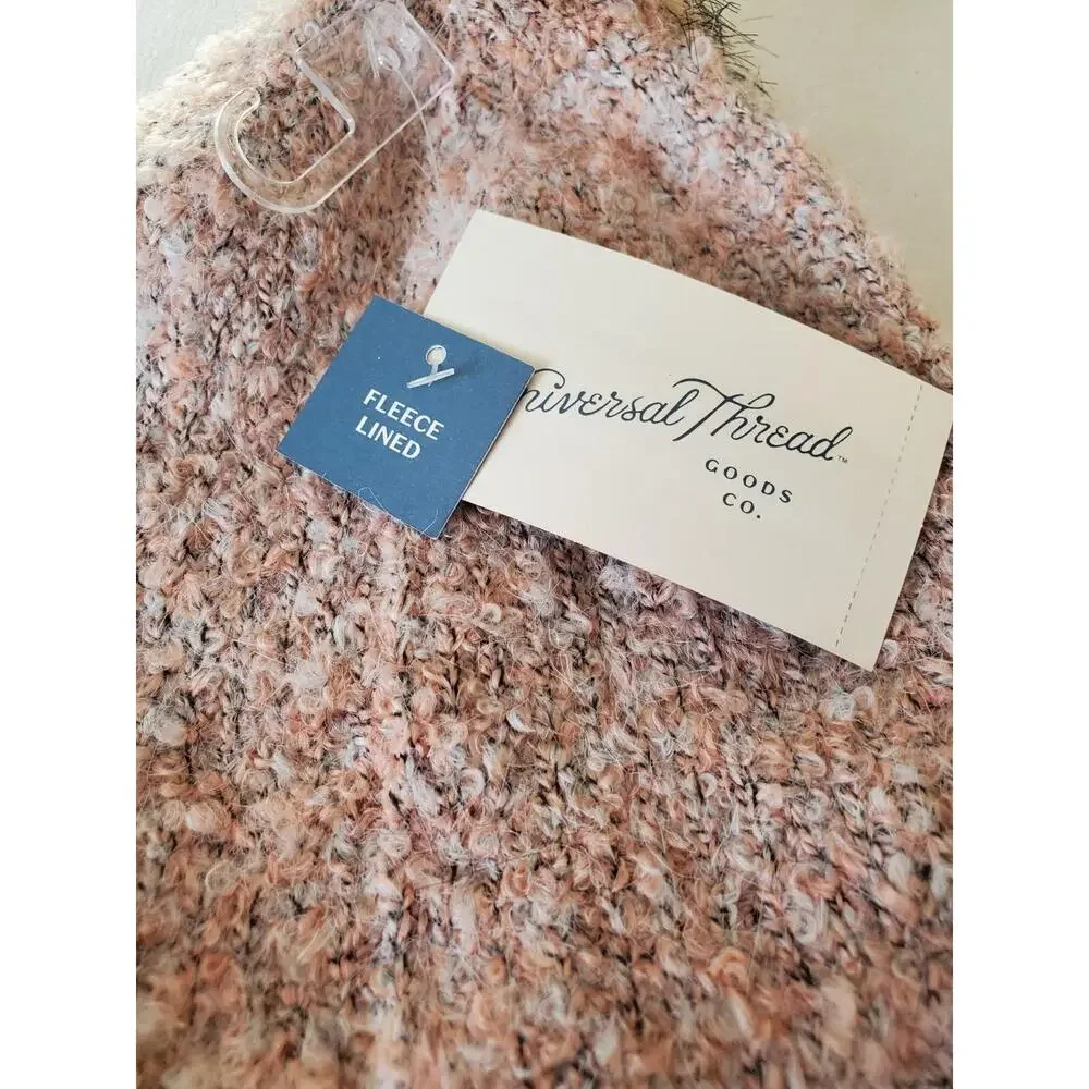 Universal Thread Womens Green Fleece Lined Knit Winter Beanie Lt Brown Accent - Picture 4 of 5